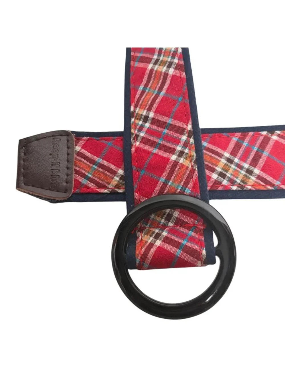 Sand Shack Red Navy Plaid Belt Womens Large Preppy New England Old Money Classic